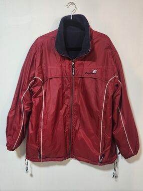 Freestyle Men's Red Windbreaker with Navy Collar and White Piping